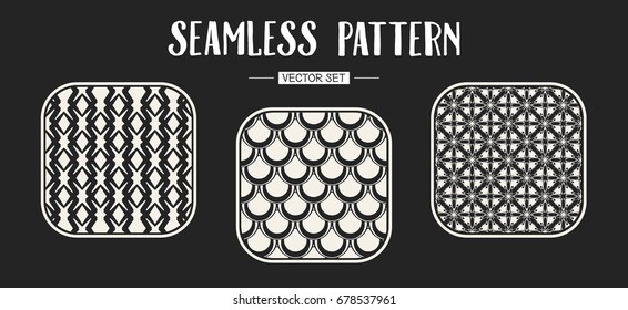 Abstract concept vector monochrome geometric pattern. Black and white minimal background. Creative illustration template. Seamless stylish texture. For wallpaper, surface, web design, textile, decor