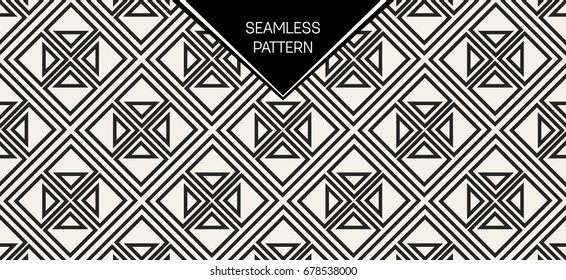 Abstract concept vector monochrome geometric pattern. Black and white minimal background. Creative illustration template. Seamless stylish texture. For wallpaper, surface, web design, textile, decor