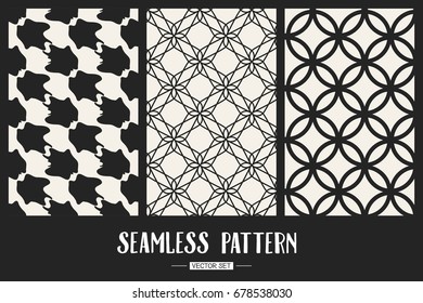 Abstract concept vector monochrome geometric pattern. Black and white minimal background. Creative illustration template. Seamless stylish texture. For wallpaper, surface, web design, textile, decor