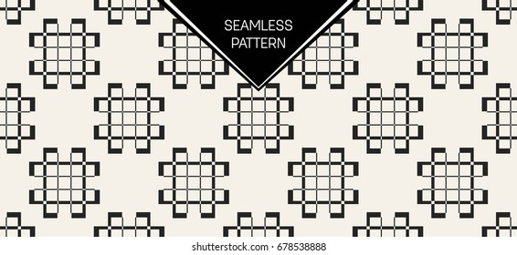Abstract concept vector monochrome geometric pattern. Black and white minimal background. Creative illustration template. Seamless stylish texture. For wallpaper, surface, web design, textile, decor