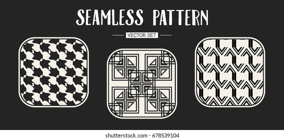 Abstract concept vector monochrome geometric pattern. Black and white minimal background. Creative illustration template. Seamless stylish texture. For wallpaper, surface, web design, textile, decor