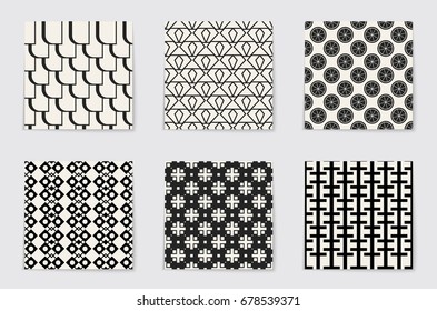 Abstract concept vector monochrome geometric pattern. Black and white minimal background. Creative illustration template. Seamless stylish texture. For wallpaper, surface, web design, textile, decor