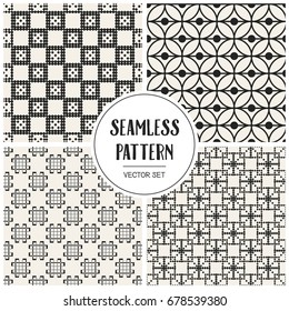 Abstract concept vector monochrome geometric pattern. Black and white minimal background. Creative illustration template. Seamless stylish texture. For wallpaper, surface, web design, textile, decor