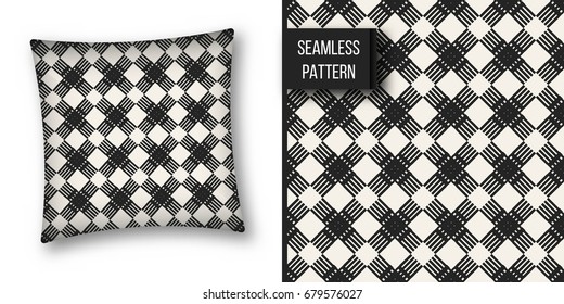 Abstract concept vector monochrome geometric pattern. Black and white minimal background. Creative illustration template. Seamless stylish texture. For wallpaper, surface, web design, textile, decor