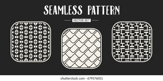 Abstract concept vector monochrome geometric pattern. Black and white minimal background. Creative illustration template. Seamless stylish texture. For wallpaper, surface, web design, textile, decor