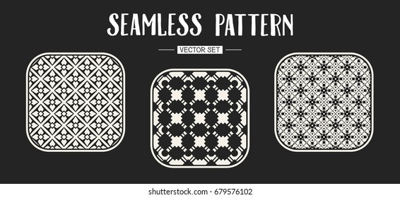 Abstract concept vector monochrome geometric pattern. Black and white minimal background. Creative illustration template. Seamless stylish texture. For wallpaper, surface, web design, textile, decor
