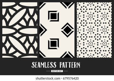Abstract concept vector monochrome geometric pattern. Black and white minimal background. Creative illustration template. Seamless stylish texture. For wallpaper, surface, web design, textile, decor