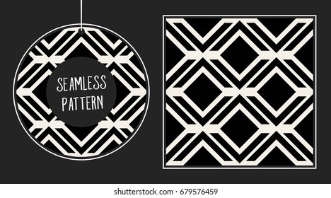 Abstract concept vector monochrome geometric pattern. Black and white minimal background. Creative illustration template. Seamless stylish texture. For wallpaper, surface, web design, textile, decor