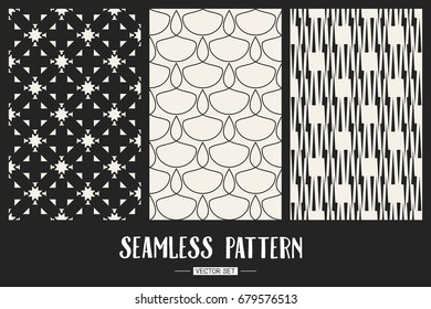 Abstract concept vector monochrome geometric pattern. Black and white minimal background. Creative illustration template. Seamless stylish texture. For wallpaper, surface, web design, textile, decor