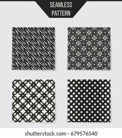 Abstract concept vector monochrome geometric pattern. Black and white minimal background. Creative illustration template. Seamless stylish texture. For wallpaper, surface, web design, textile, decor
