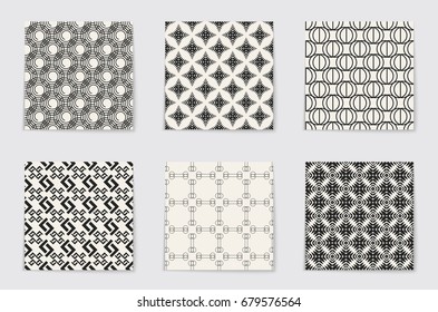Abstract concept vector monochrome geometric pattern. Black and white minimal background. Creative illustration template. Seamless stylish texture. For wallpaper, surface, web design, textile, decor