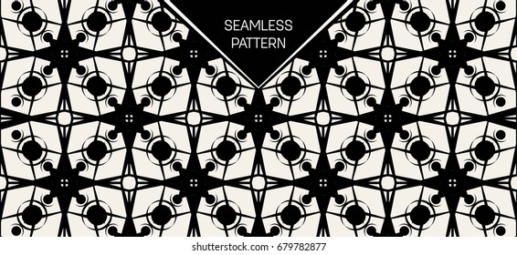 Abstract concept vector monochrome geometric pattern. Black and white minimal background. Creative illustration template. Seamless stylish texture. For wallpaper, surface, web design, textile, decor