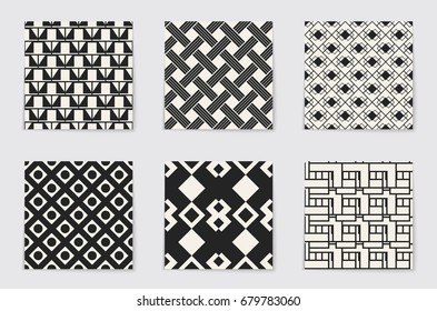 Abstract concept vector monochrome geometric pattern. Black and white minimal background. Creative illustration template. Seamless stylish texture. For wallpaper, surface, web design, textile, decor