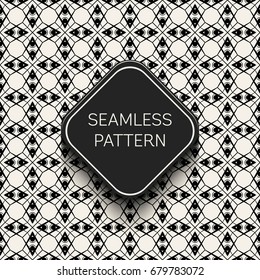 Abstract concept vector monochrome geometric pattern. Black and white minimal background. Creative illustration template. Seamless stylish texture. For wallpaper, surface, web design, textile, decor