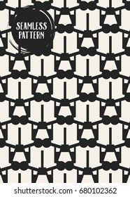 Abstract concept vector monochrome geometric pattern. Black and white minimal background. Creative illustration template. Seamless stylish texture. For wallpaper, surface, web design, textile, decor