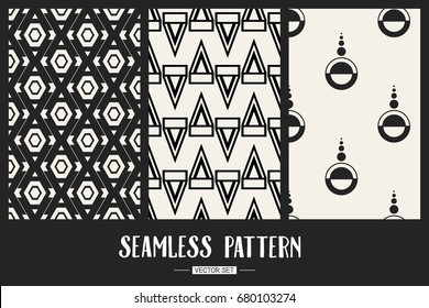 Abstract concept vector monochrome geometric pattern. Black and white minimal background. Creative illustration template. Seamless stylish texture. For wallpaper, surface, web design, textile, decor