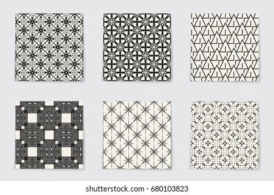 Abstract concept vector monochrome geometric pattern. Black and white minimal background. Creative illustration template. Seamless stylish texture. For wallpaper, surface, web design, textile, decor