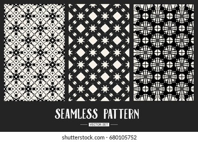Abstract concept vector monochrome geometric pattern. Black and white minimal background. Creative illustration template. Seamless stylish texture. For wallpaper, surface, web design, textile, decor