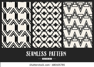 Abstract concept vector monochrome geometric pattern. Black and white minimal background. Creative illustration template. Seamless stylish texture. For wallpaper, surface, web design, textile, decor