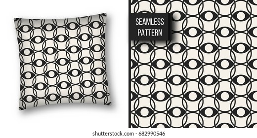 Abstract concept vector monochrome geometric pattern. Black and white minimal background. Creative illustration template. Seamless stylish texture. For wallpaper, surface, web design, textile, decor
