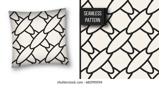 Abstract concept vector monochrome geometric pattern. Black and white minimal background. Creative illustration template. Seamless stylish texture. For wallpaper, surface, web design, textile, decor