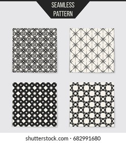 Abstract concept vector monochrome geometric pattern. Black and white minimal background. Creative illustration template. Seamless stylish texture. For wallpaper, surface, web design, textile, decor