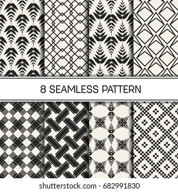 Abstract concept vector monochrome geometric pattern. Black and white minimal background. Creative illustration template. Seamless stylish texture. For wallpaper, surface, web design, textile, decor