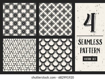 Abstract concept vector monochrome geometric pattern. Black and white minimal background. Creative illustration template. Seamless stylish texture. For wallpaper, surface, web design, textile, decor