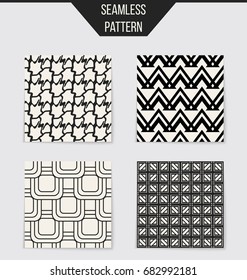 Abstract concept vector monochrome geometric pattern. Black and white minimal background. Creative illustration template. Seamless stylish texture. For wallpaper, surface, web design, textile, decor