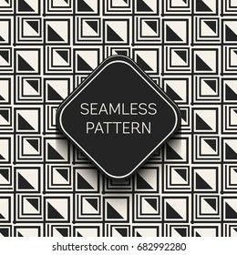 Abstract concept vector monochrome geometric pattern. Black and white minimal background. Creative illustration template. Seamless stylish texture. For wallpaper, surface, web design, textile, decor