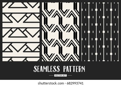 Abstract concept vector monochrome geometric pattern. Black and white minimal background. Creative illustration template. Seamless stylish texture. For wallpaper, surface, web design, textile, decor