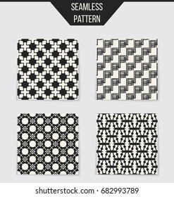 Abstract concept vector monochrome geometric pattern. Black and white minimal background. Creative illustration template. Seamless stylish texture. For wallpaper, surface, web design, textile, decor