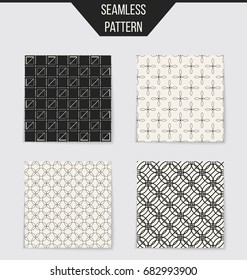 Abstract concept vector monochrome geometric pattern. Black and white minimal background. Creative illustration template. Seamless stylish texture. For wallpaper, surface, web design, textile, decor