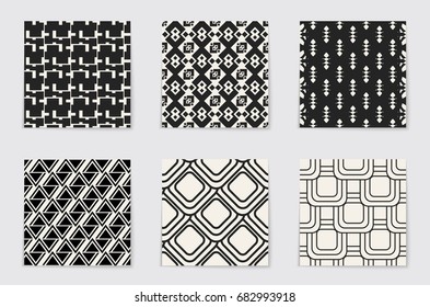 Abstract concept vector monochrome geometric pattern. Black and white minimal background. Creative illustration template. Seamless stylish texture. For wallpaper, surface, web design, textile, decor