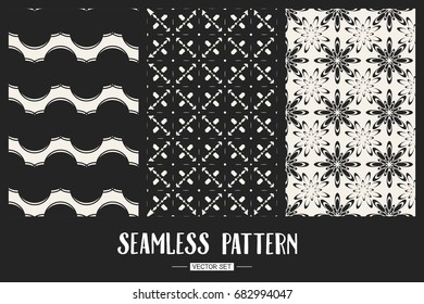 Abstract concept vector monochrome geometric pattern. Black and white minimal background. Creative illustration template. Seamless stylish texture. For wallpaper, surface, web design, textile, decor