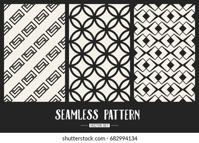 Abstract concept vector monochrome geometric pattern. Black and white minimal background. Creative illustration template. Seamless stylish texture. For wallpaper, surface, web design, textile, decor