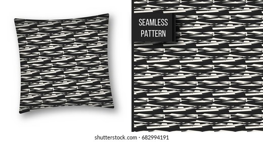 Abstract concept vector monochrome geometric pattern. Black and white minimal background. Creative illustration template. Seamless stylish texture. For wallpaper, surface, web design, textile, decor