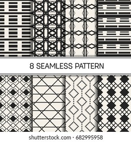 Abstract concept vector monochrome geometric pattern. Black and white minimal background. Creative illustration template. Seamless stylish texture. For wallpaper, surface, web design, textile, decor
