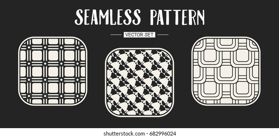 Abstract concept vector monochrome geometric pattern. Black and white minimal background. Creative illustration template. Seamless stylish texture. For wallpaper, surface, web design, textile, decor