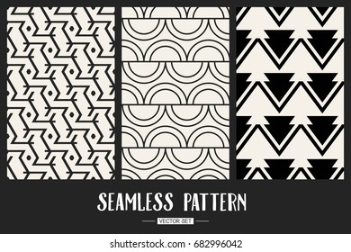 Abstract concept vector monochrome geometric pattern. Black and white minimal background. Creative illustration template. Seamless stylish texture. For wallpaper, surface, web design, textile, decor