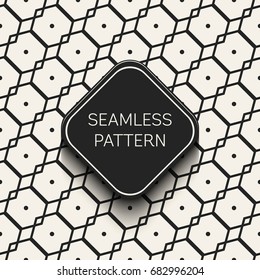 Abstract concept vector monochrome geometric pattern. Black and white minimal background. Creative illustration template. Seamless stylish texture. For wallpaper, surface, web design, textile, decor
