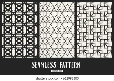 Abstract concept vector monochrome geometric pattern. Black and white minimal background. Creative illustration template. Seamless stylish texture. For wallpaper, surface, web design, textile, decor