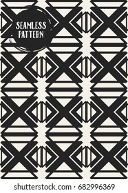 Abstract concept vector monochrome geometric pattern. Black and white minimal background. Creative illustration template. Seamless stylish texture. For wallpaper, surface, web design, textile, decor