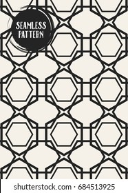 Abstract concept vector monochrome geometric pattern. Black and white minimal background. Creative illustration template. Seamless stylish texture. For wallpaper, surface, web design, textile, decor