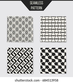 Abstract concept vector monochrome geometric pattern. Black and white minimal background. Creative illustration template. Seamless stylish texture. For wallpaper, surface, web design, textile, decor