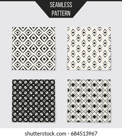 Abstract concept vector monochrome geometric pattern. Black and white minimal background. Creative illustration template. Seamless stylish texture. For wallpaper, surface, web design, textile, decor