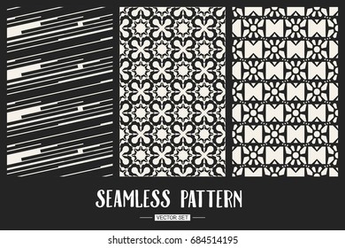 Abstract concept vector monochrome geometric pattern. Black and white minimal background. Creative illustration template. Seamless stylish texture. For wallpaper, surface, web design, textile, decor