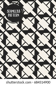 Abstract concept vector monochrome geometric pattern. Black and white minimal background. Creative illustration template. Seamless stylish texture. For wallpaper, surface, web design, textile, decor