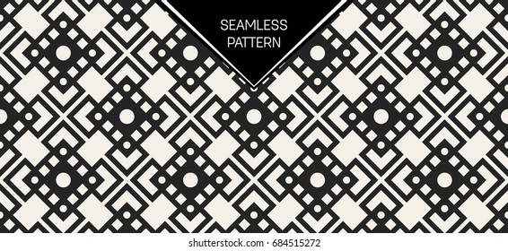 Abstract concept vector monochrome geometric pattern. Black and white minimal background. Creative illustration template. Seamless stylish texture. For wallpaper, surface, web design, textile, decor