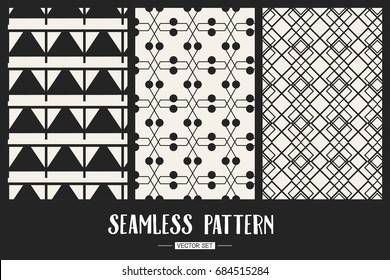 Abstract concept vector monochrome geometric pattern. Black and white minimal background. Creative illustration template. Seamless stylish texture. For wallpaper, surface, web design, textile, decor